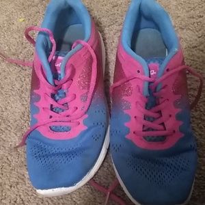 Pink and blue shoes